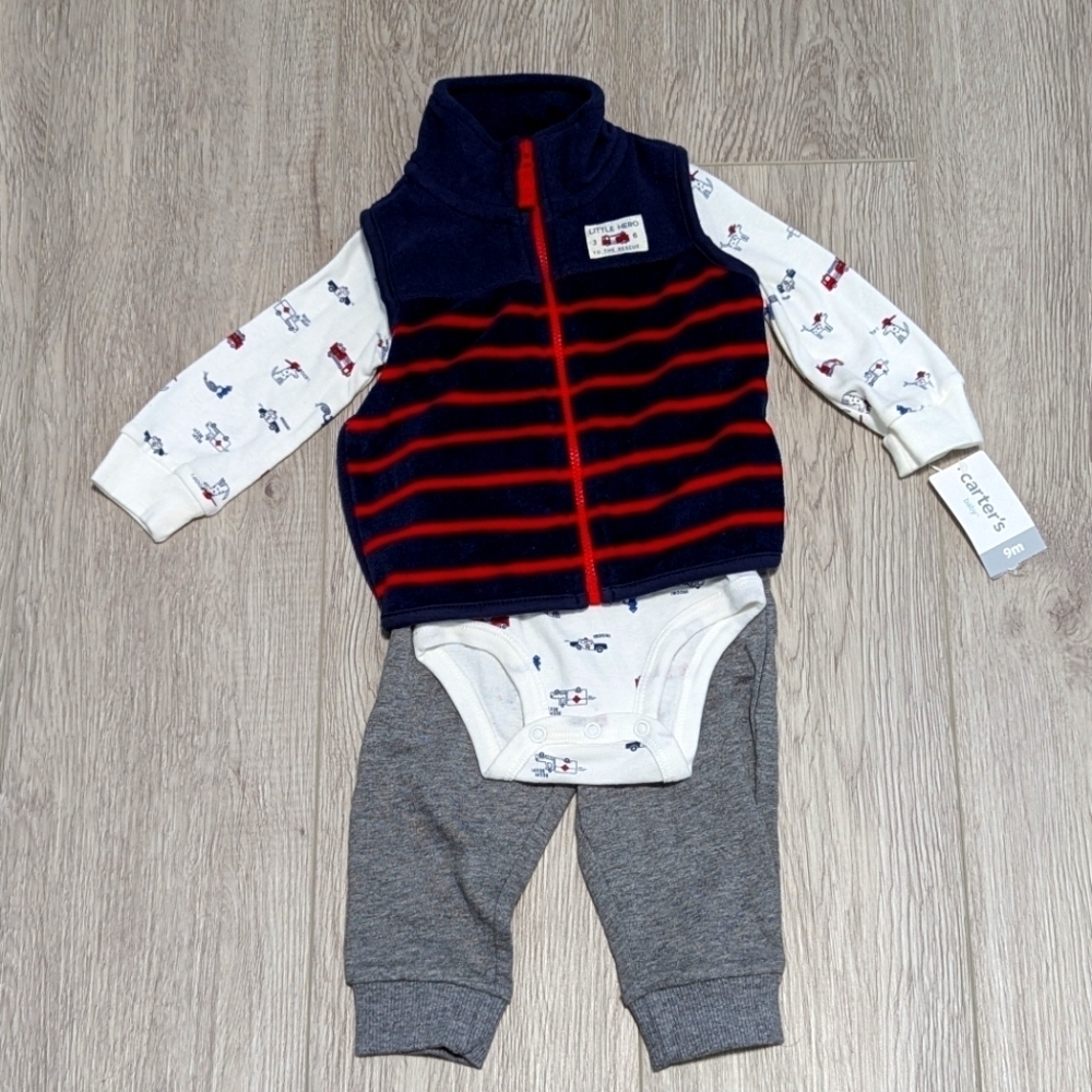 Carter's Boys' 9M Little Hero 3-pc Outfit